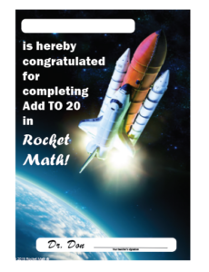 Congratulation screen shot from Rocket Math's math facts app