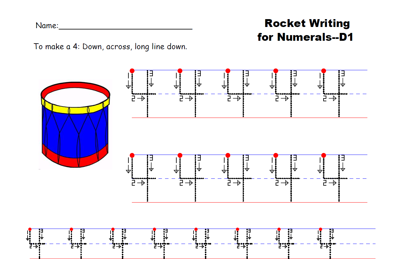 Rocket Math kindergarten math worksheets Rocket Writing for Numerals
