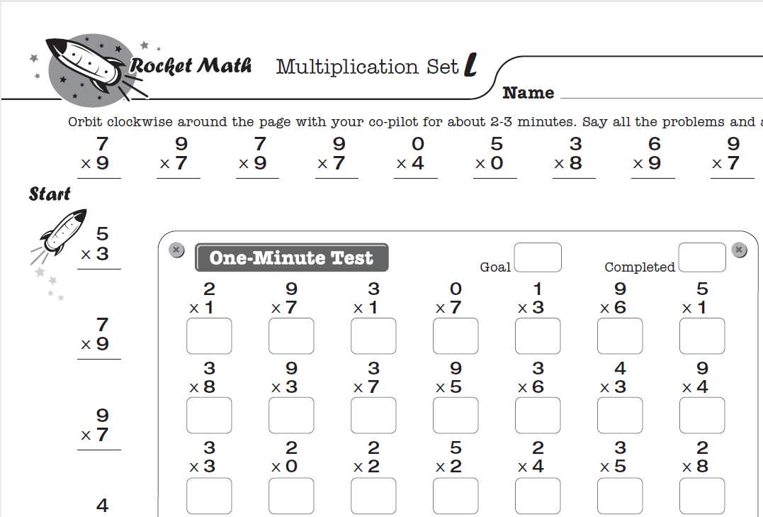 Rocket Math 3rd grade math worksheets Multiplication Worksheet