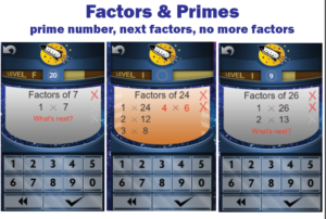 factors and primes game screens